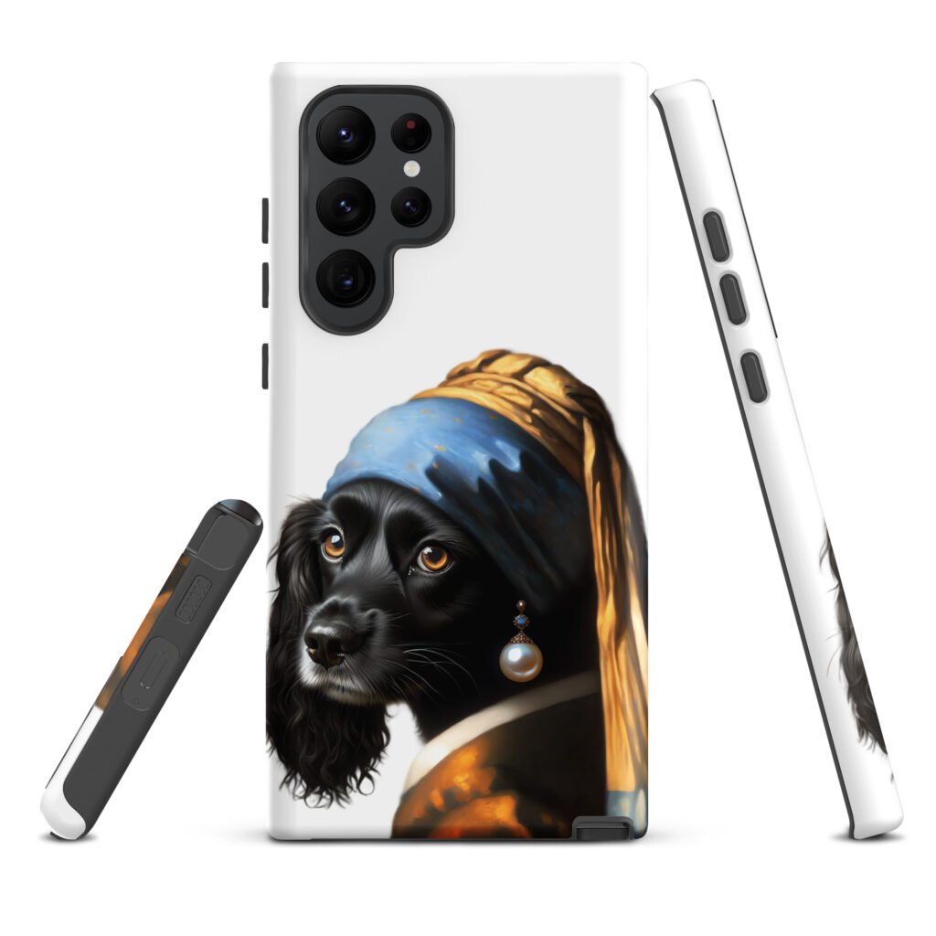 Black Cocker Spaniel with Pearl Earring – Tough case for Samsung®