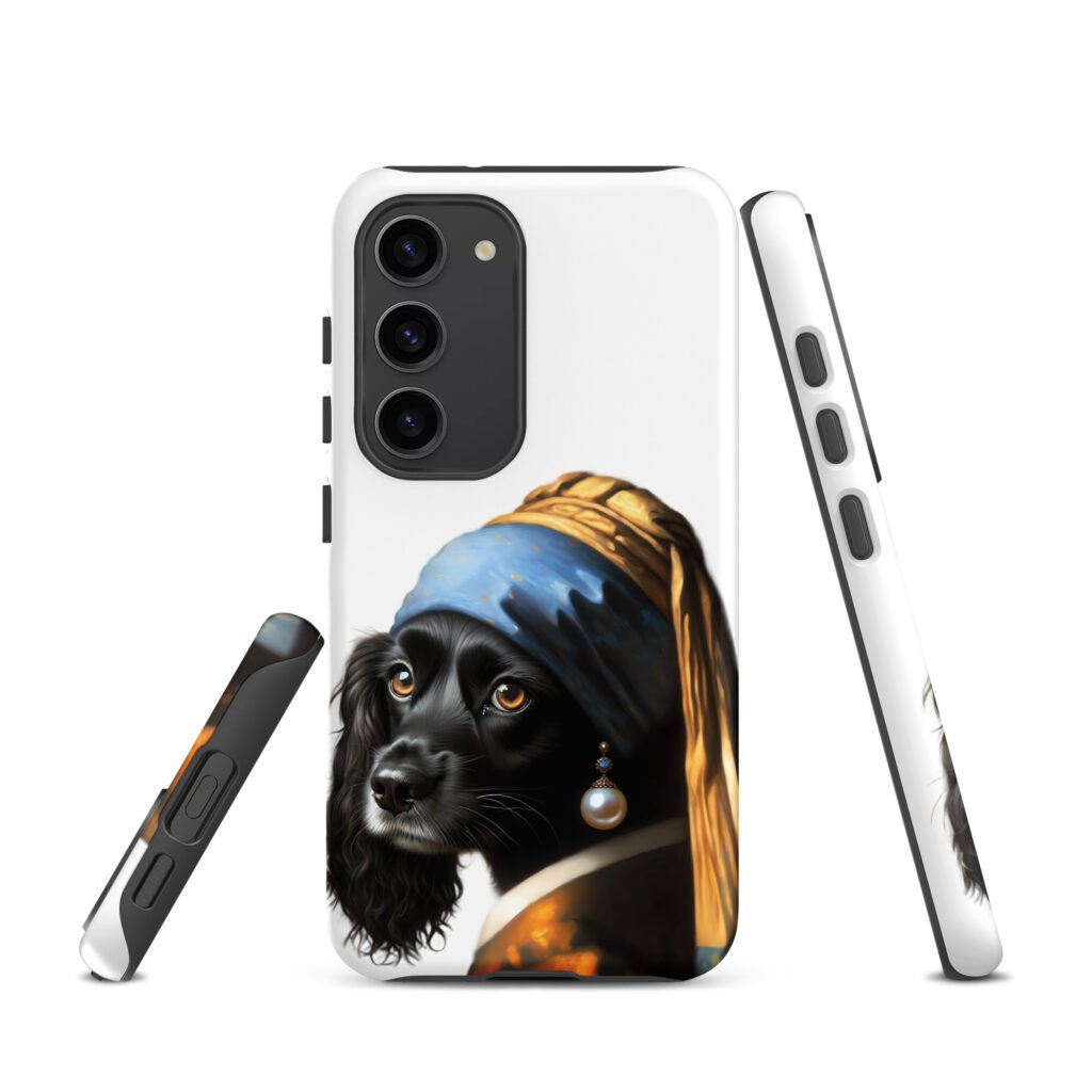 Black Cocker Spaniel with Pearl Earring – Tough case for Samsung®