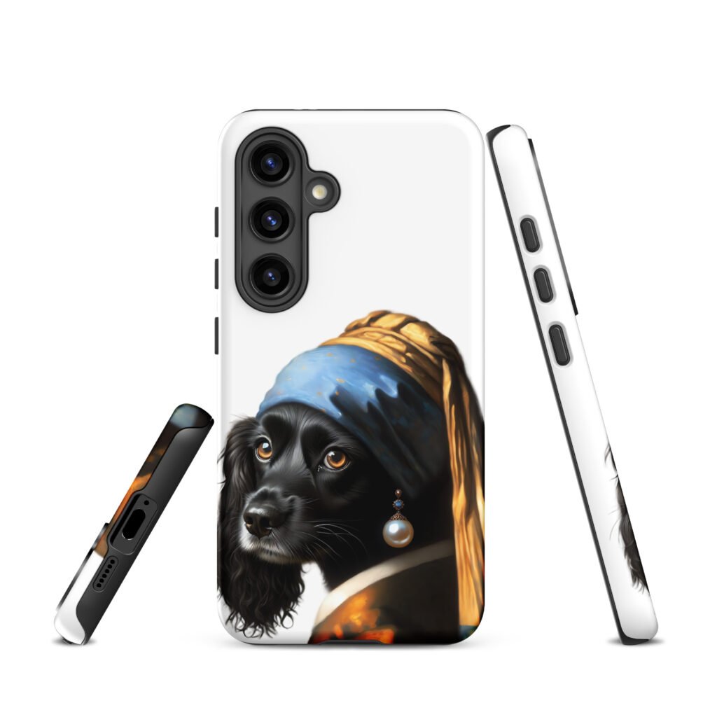 Black Cocker Spaniel with Pearl Earring – Tough case for Samsung®