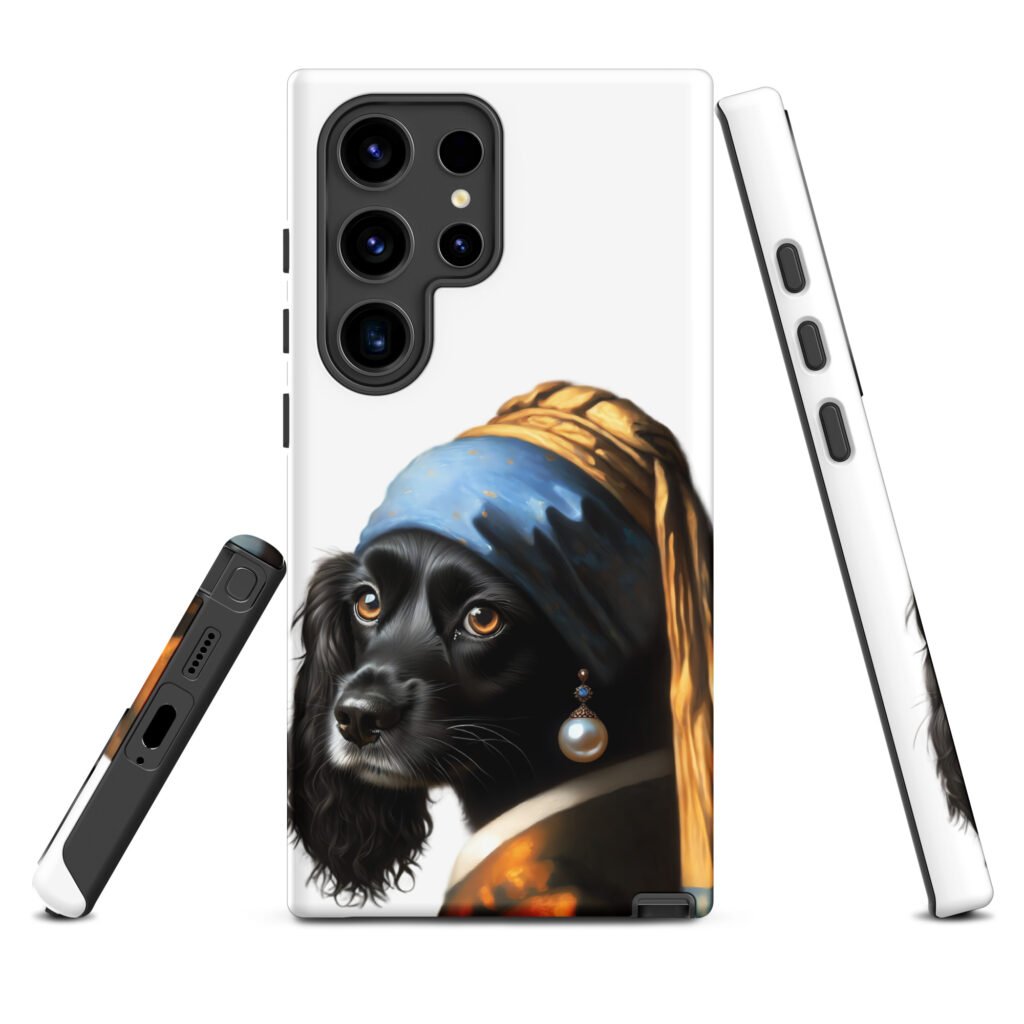 Black Cocker Spaniel with Pearl Earring – Tough case for Samsung®