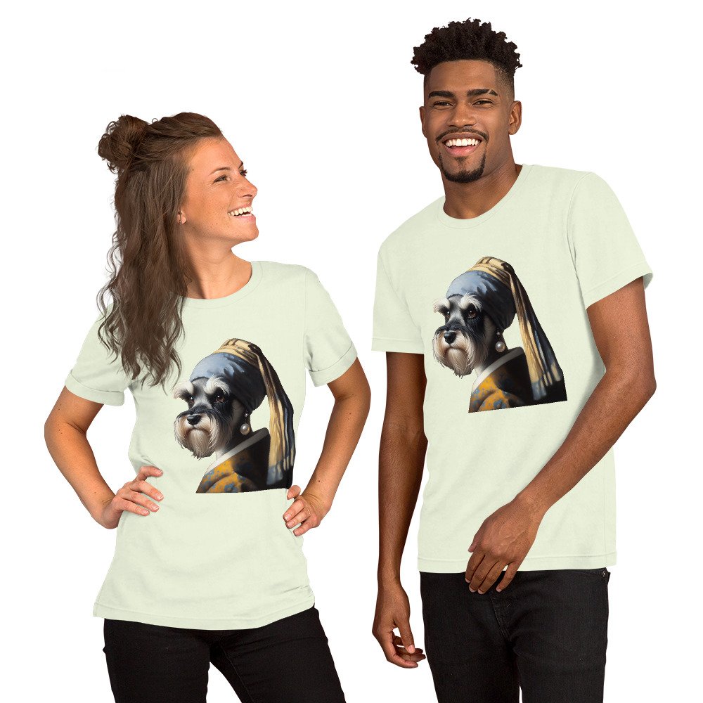 Miniature Schnauzer with Pearl Earring – Unisex T-Shirt