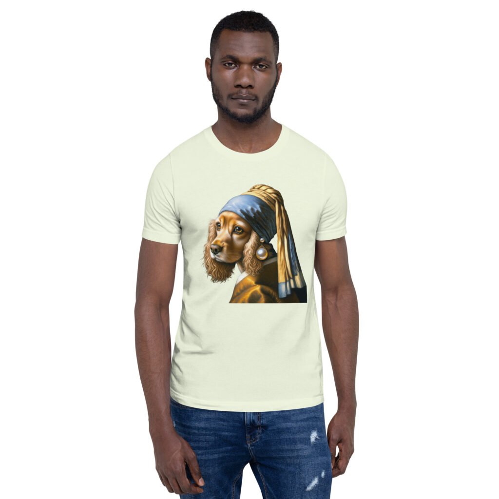 Golden Cocker Spaniel with Pearl Earring – Unisex t-shirt