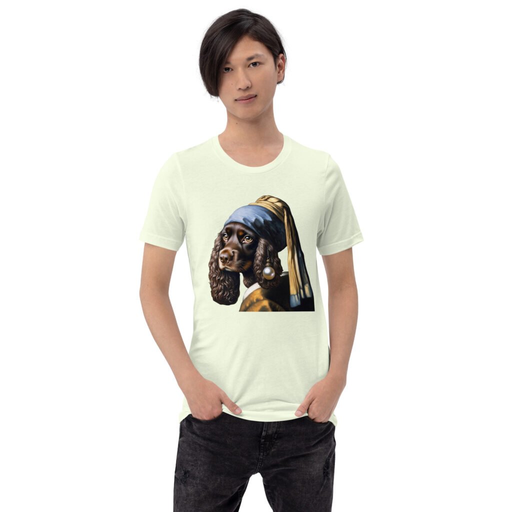 Liver Cocker Spaniel with Pearl Earring – Unisex t-shirt