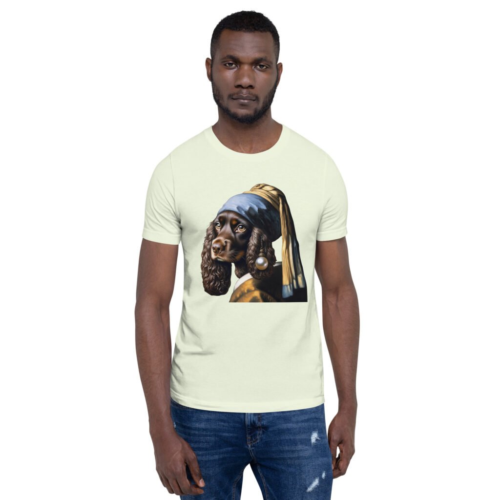 Liver Cocker Spaniel with Pearl Earring – Unisex t-shirt