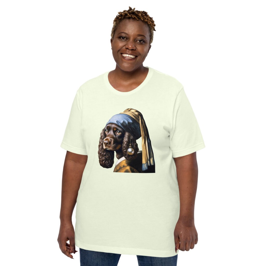 Liver Cocker Spaniel with Pearl Earring – Unisex t-shirt