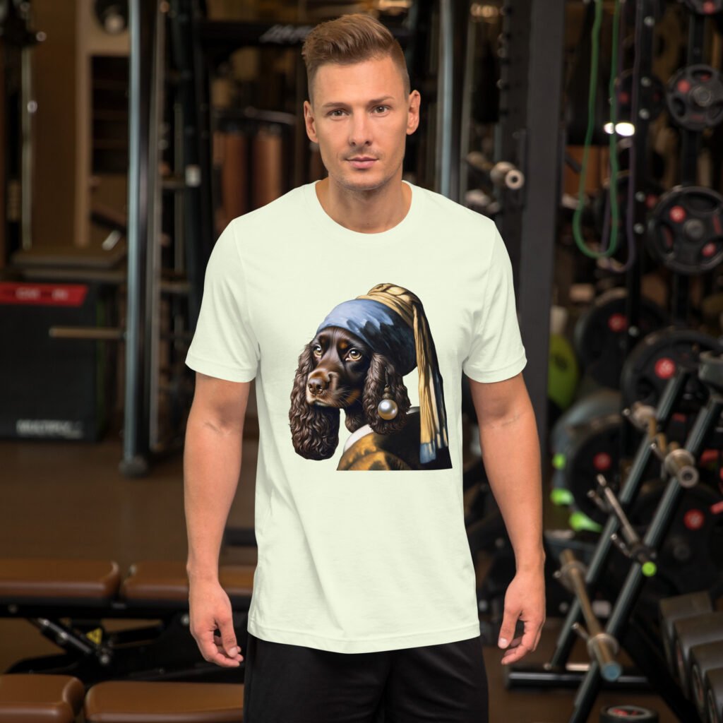 Liver Cocker Spaniel with Pearl Earring – Unisex t-shirt