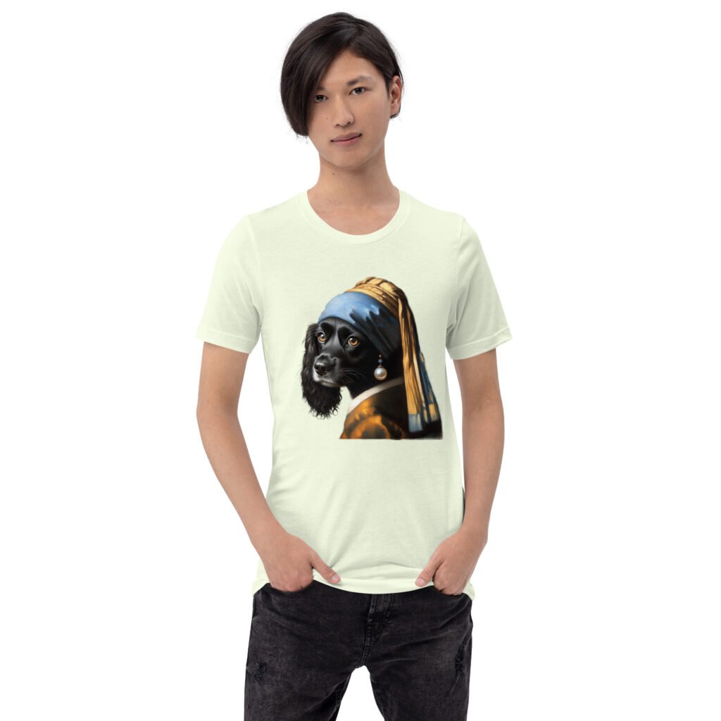 Black Cocker Spaniel with Pearl Earring – Unisex t-shirt