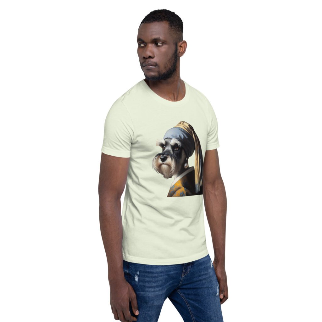 Miniature Schnauzer with Pearl Earring – Unisex T-Shirt