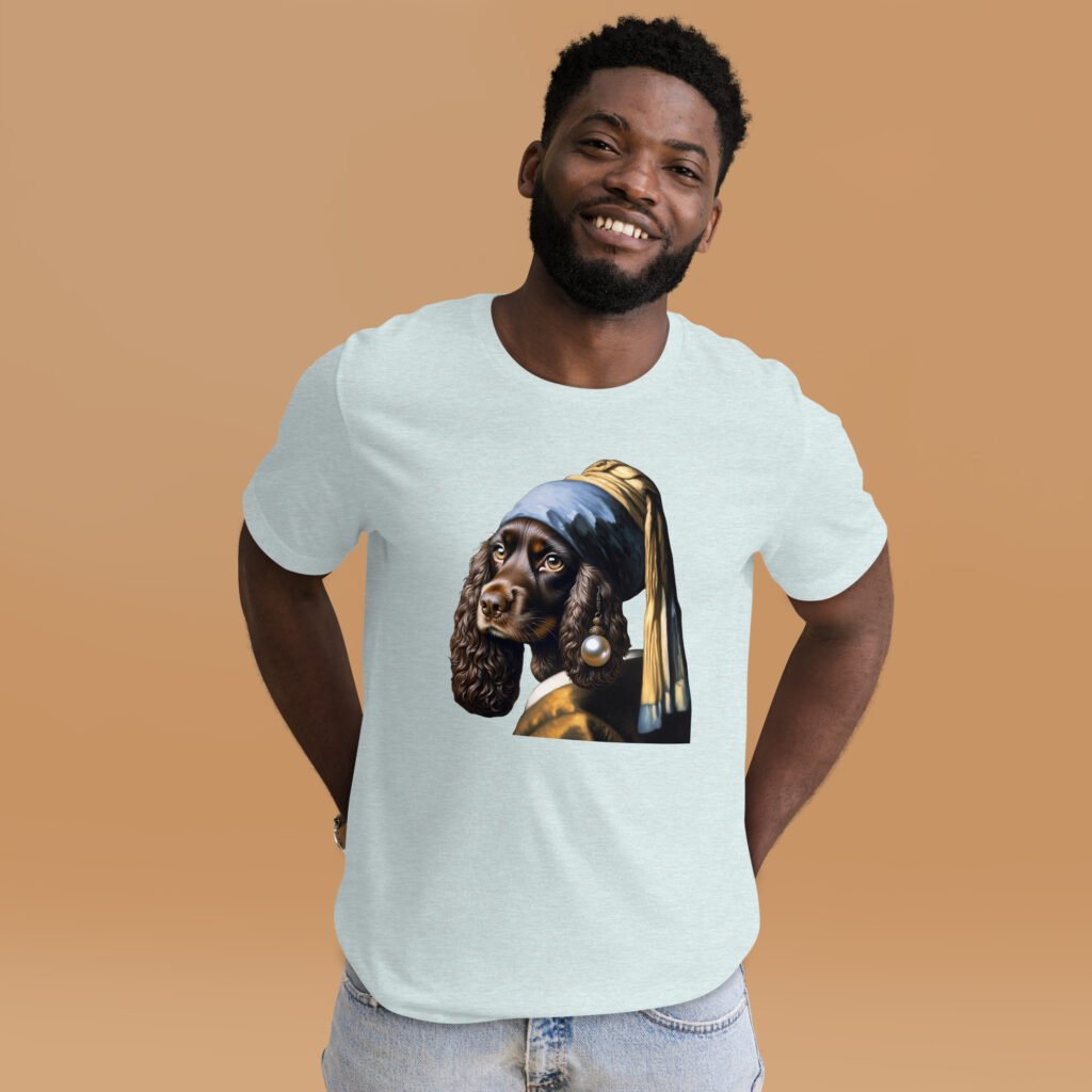 Liver Cocker Spaniel with Pearl Earring – Unisex t-shirt