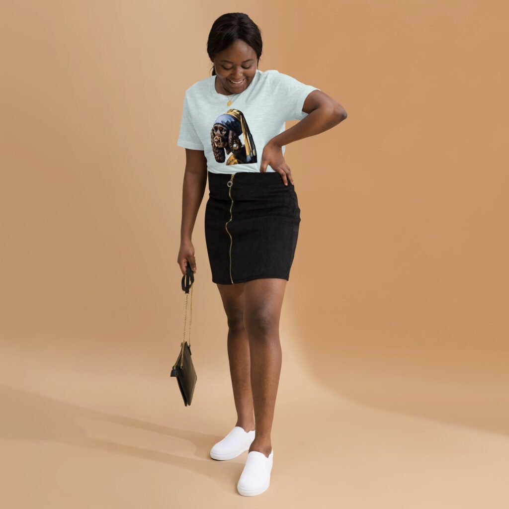 Liver Cocker Spaniel with Pearl Earring – Unisex t-shirt