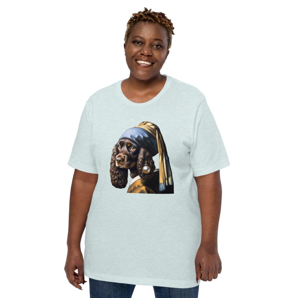 Liver Cocker Spaniel with Pearl Earring – Unisex t-shirt