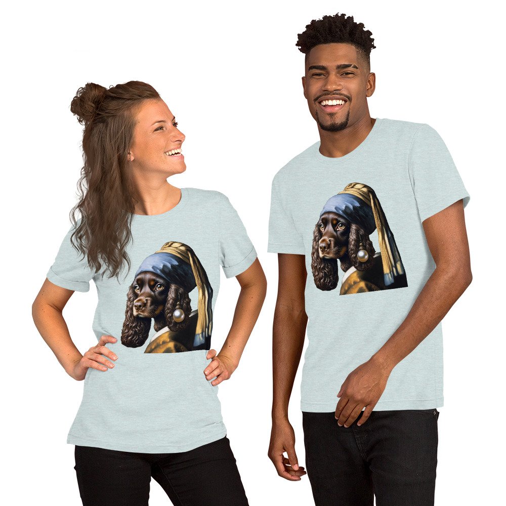 Liver Cocker Spaniel with Pearl Earring – Unisex t-shirt