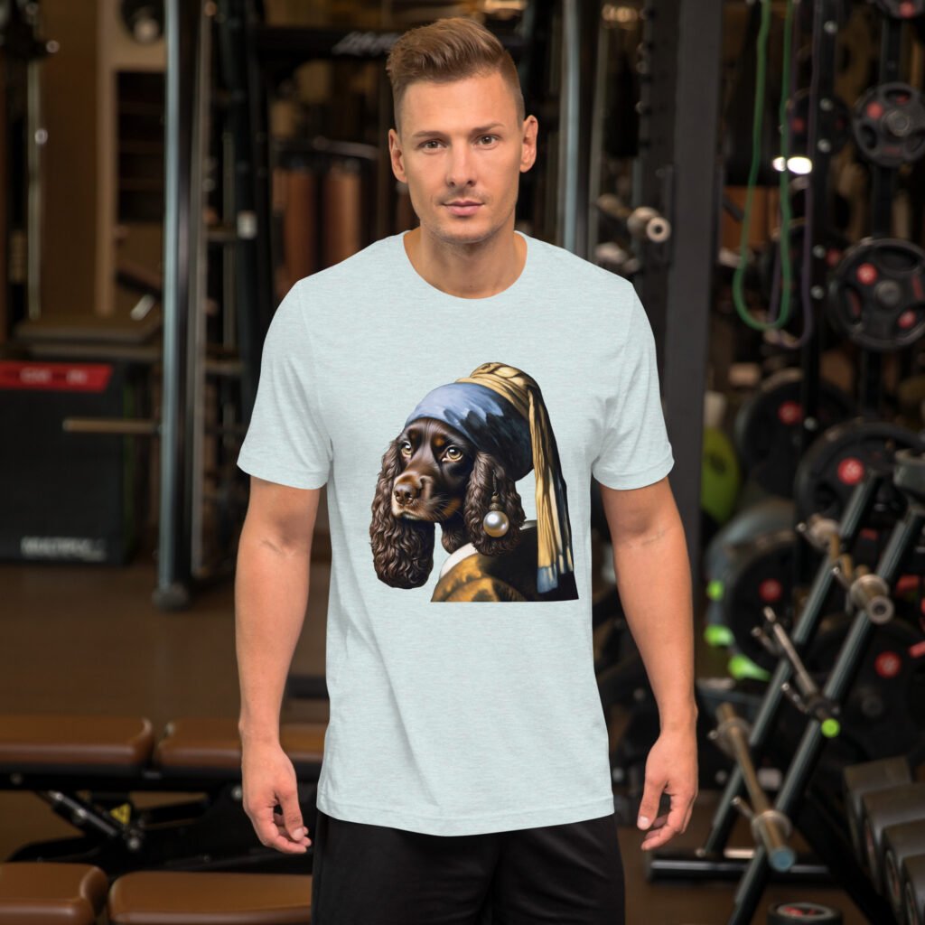 Liver Cocker Spaniel with Pearl Earring – Unisex t-shirt