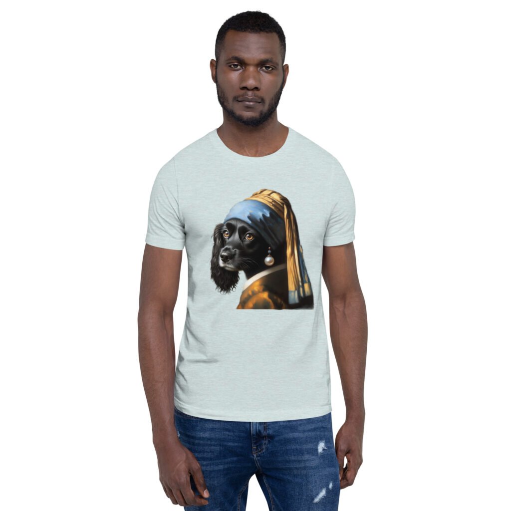 Black Cocker Spaniel with Pearl Earring – Unisex t-shirt