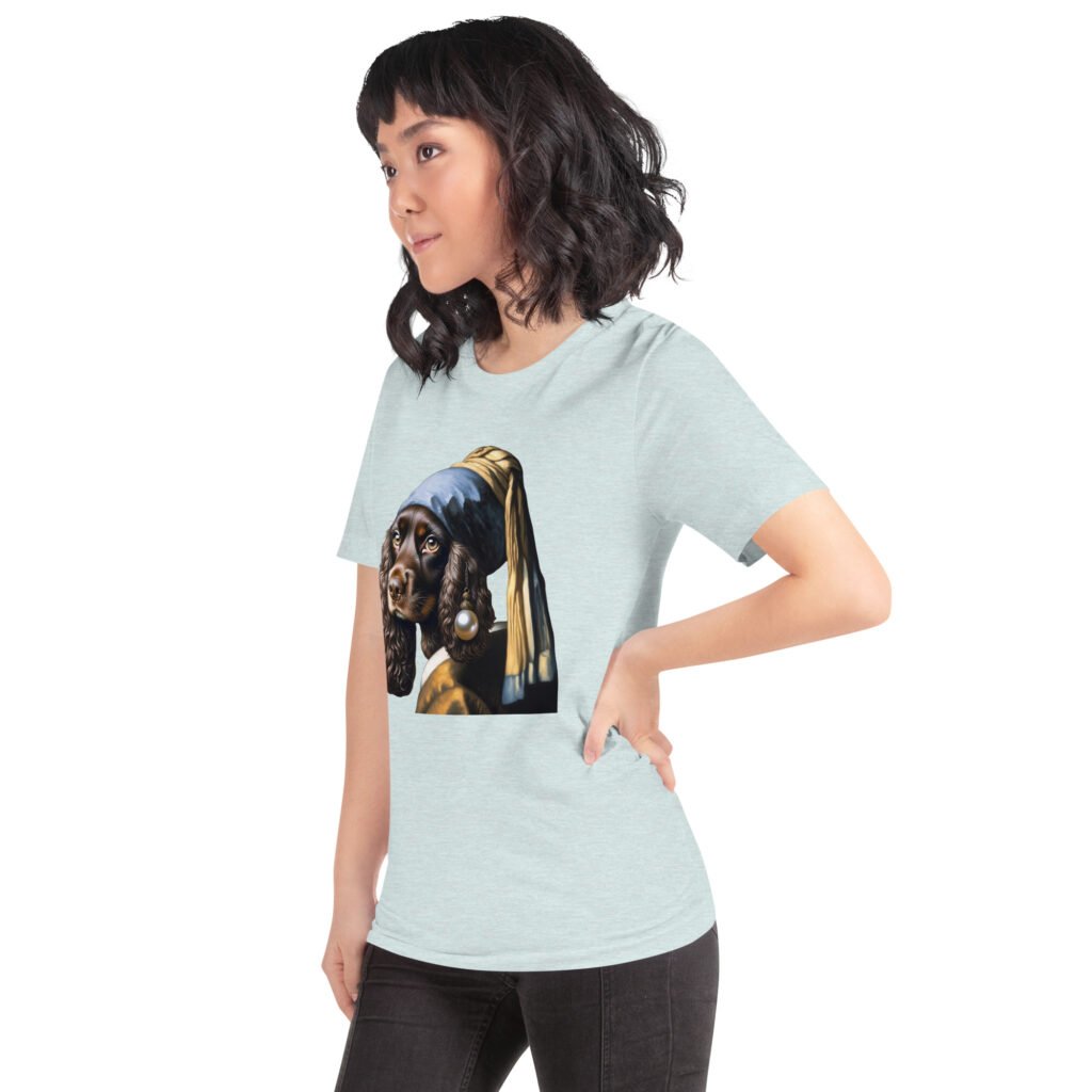 Liver Cocker Spaniel with Pearl Earring – Unisex t-shirt