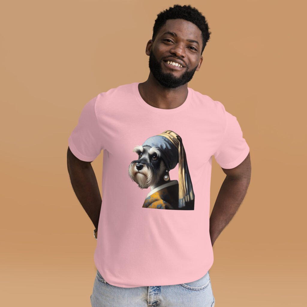 Miniature Schnauzer with Pearl Earring – Unisex T-Shirt