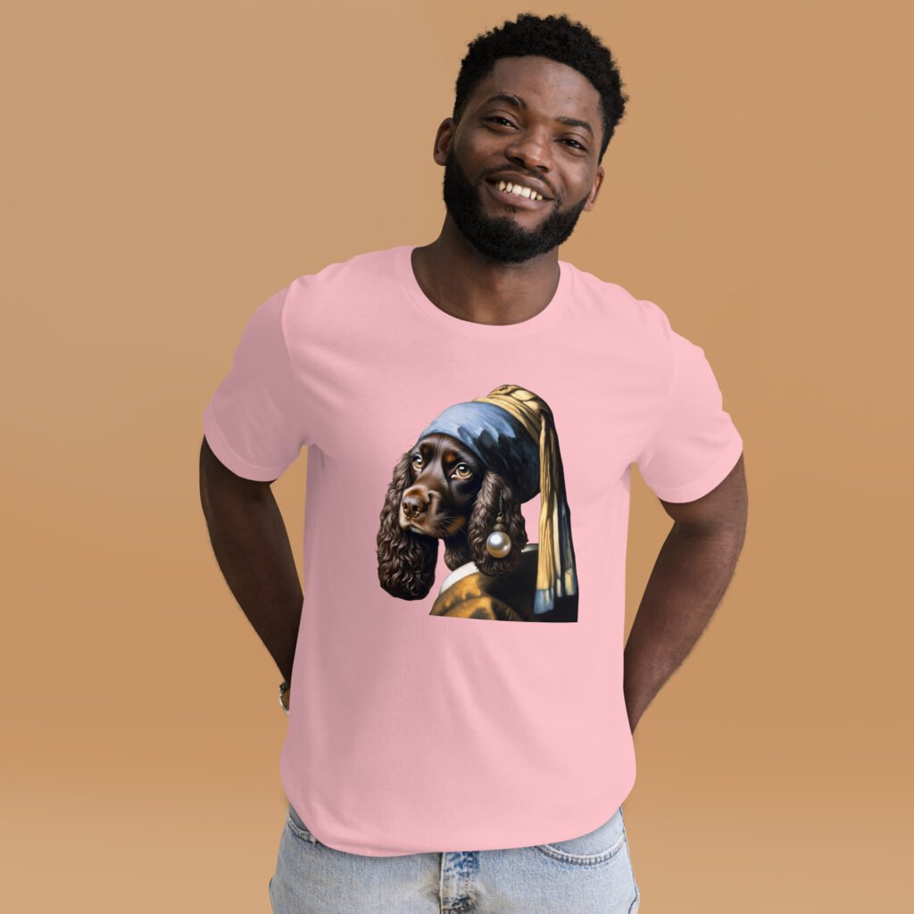 Liver Cocker Spaniel with Pearl Earring – Unisex t-shirt