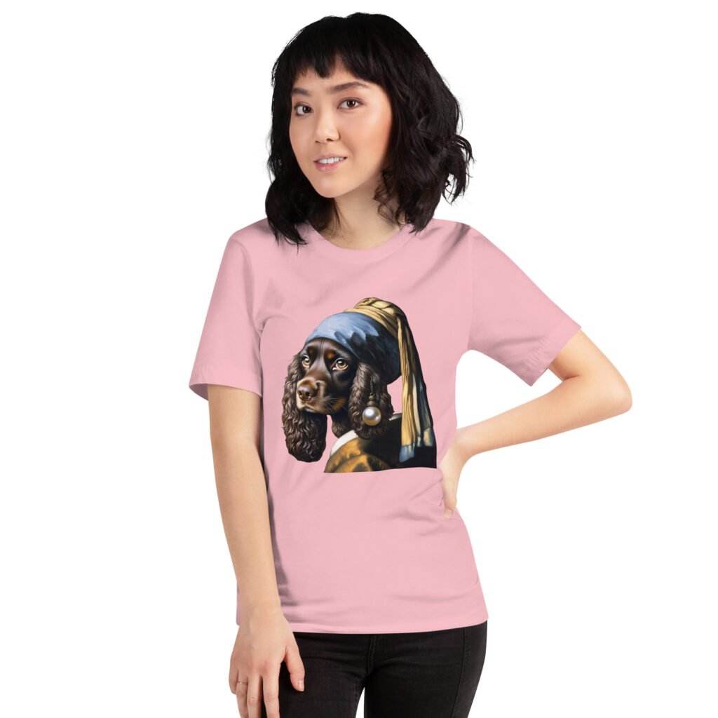 Liver Cocker Spaniel with Pearl Earring – Unisex t-shirt