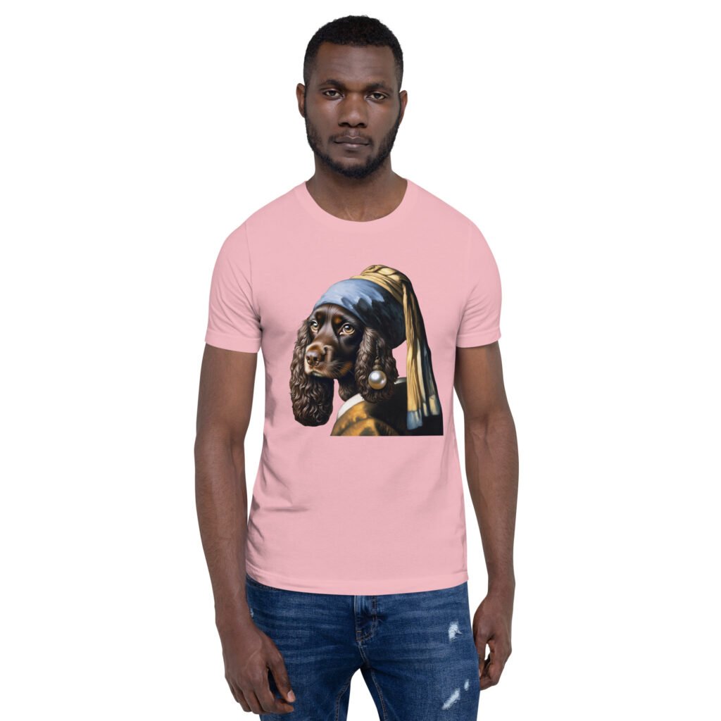 Liver Cocker Spaniel with Pearl Earring – Unisex t-shirt