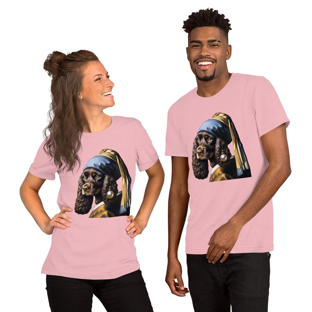 Liver Cocker Spaniel with Pearl Earring – Unisex t-shirt