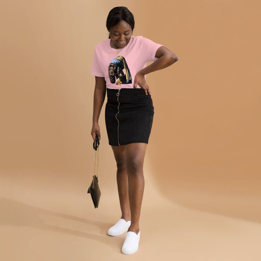 Liver Cocker Spaniel with Pearl Earring – Unisex t-shirt