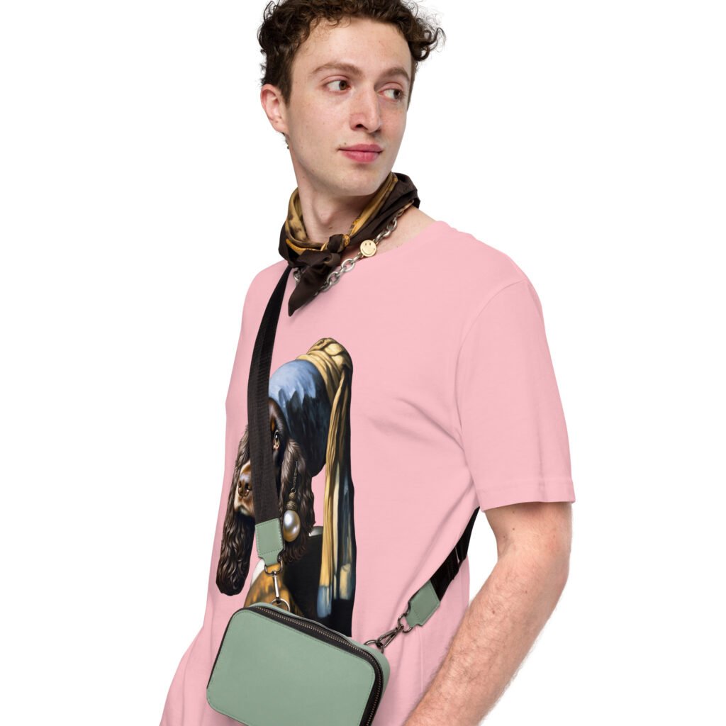 Liver Cocker Spaniel with Pearl Earring – Unisex t-shirt