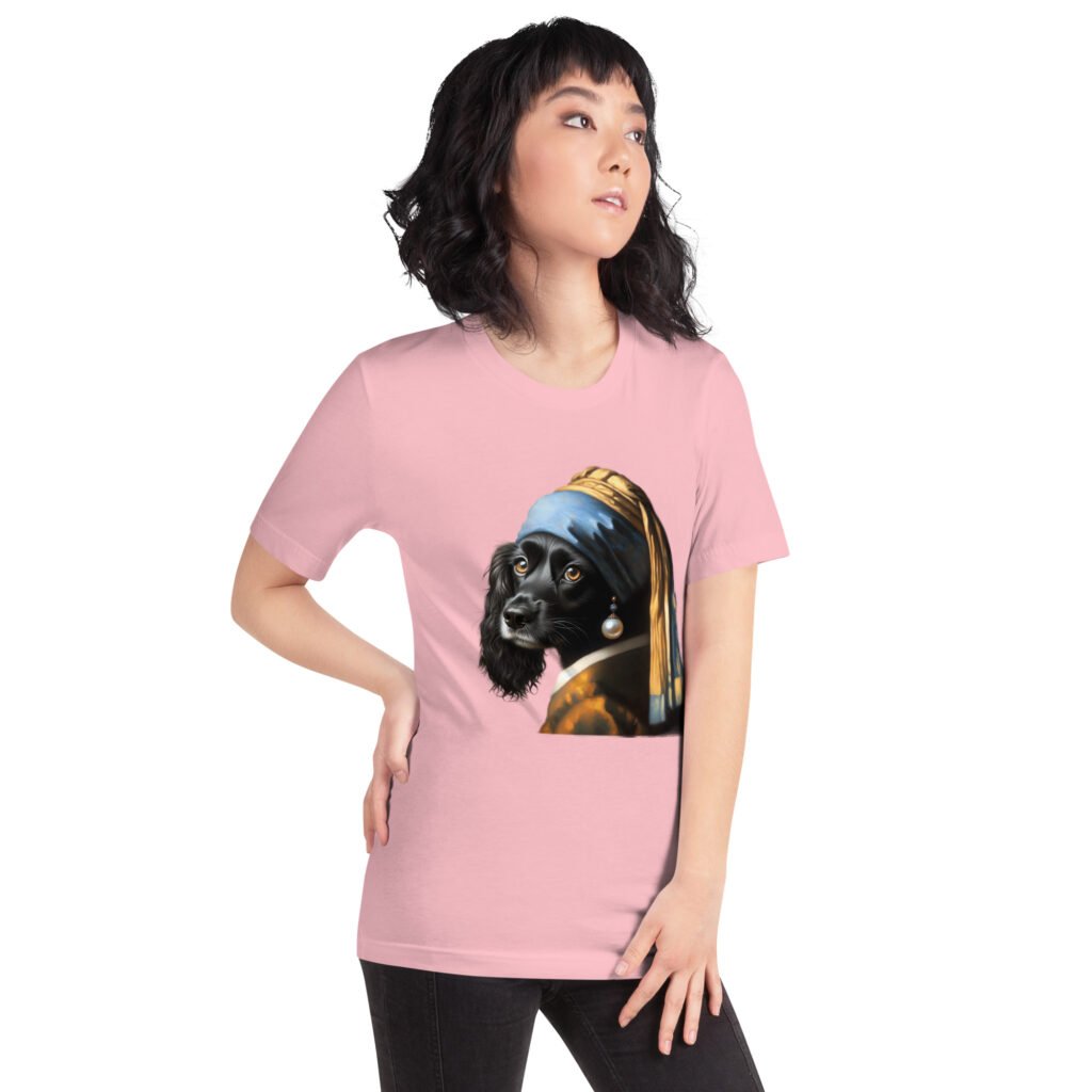 Black Cocker Spaniel with Pearl Earring – Unisex t-shirt