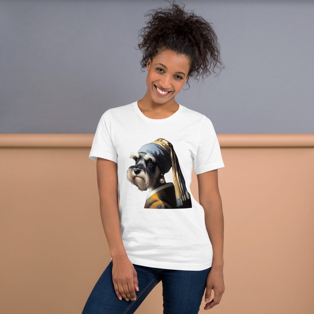 Miniature Schnauzer with Pearl Earring – Unisex T-Shirt