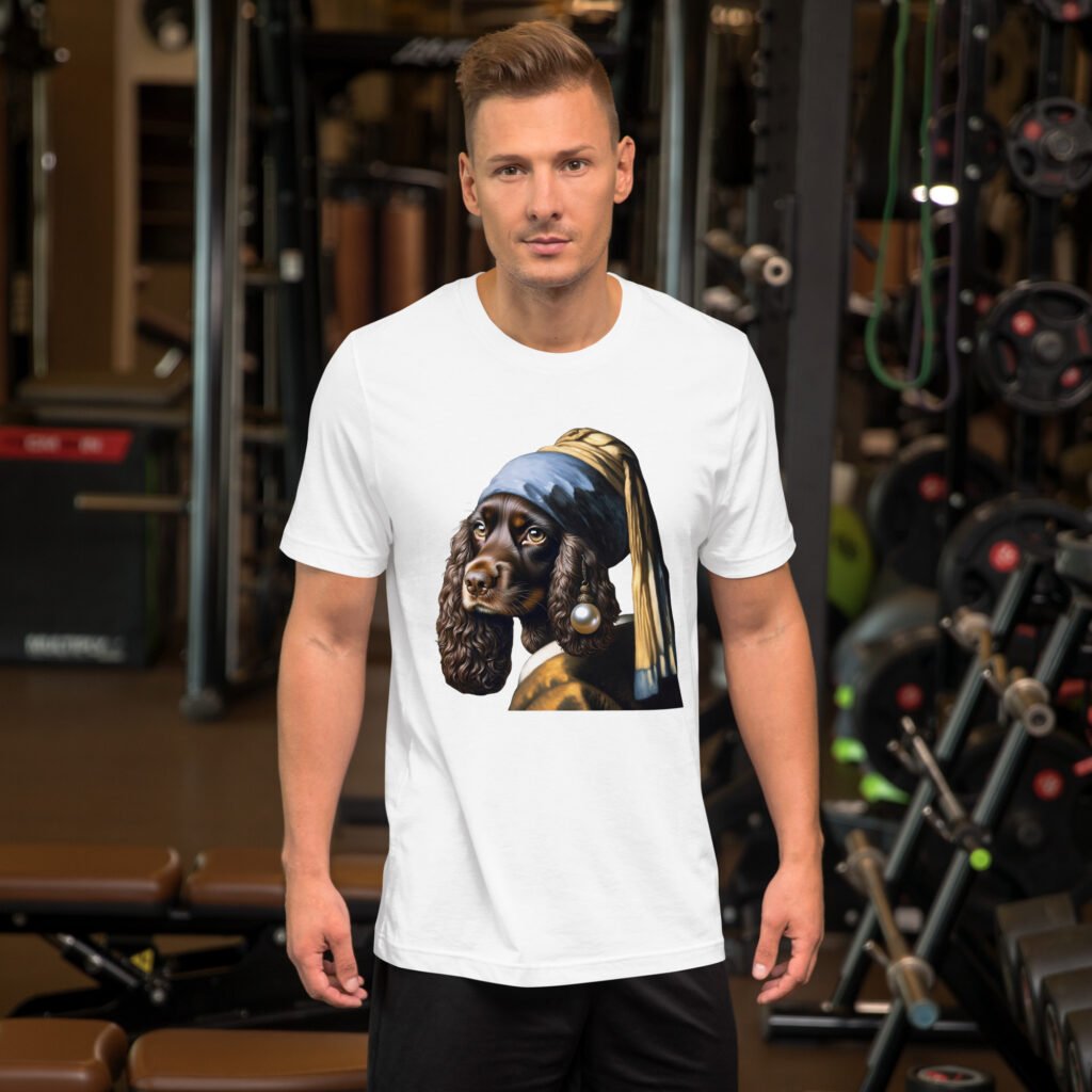 Liver Cocker Spaniel with Pearl Earring – Unisex t-shirt