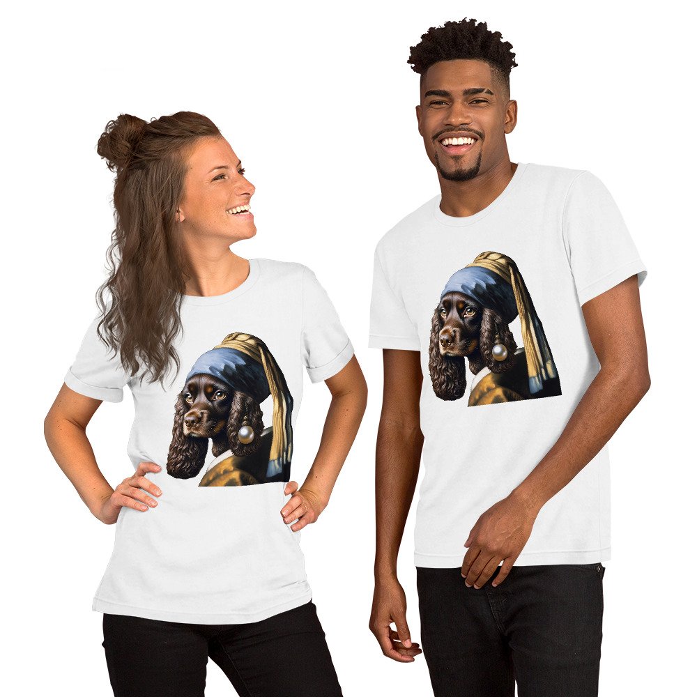 Liver Cocker Spaniel with Pearl Earring – Unisex t-shirt