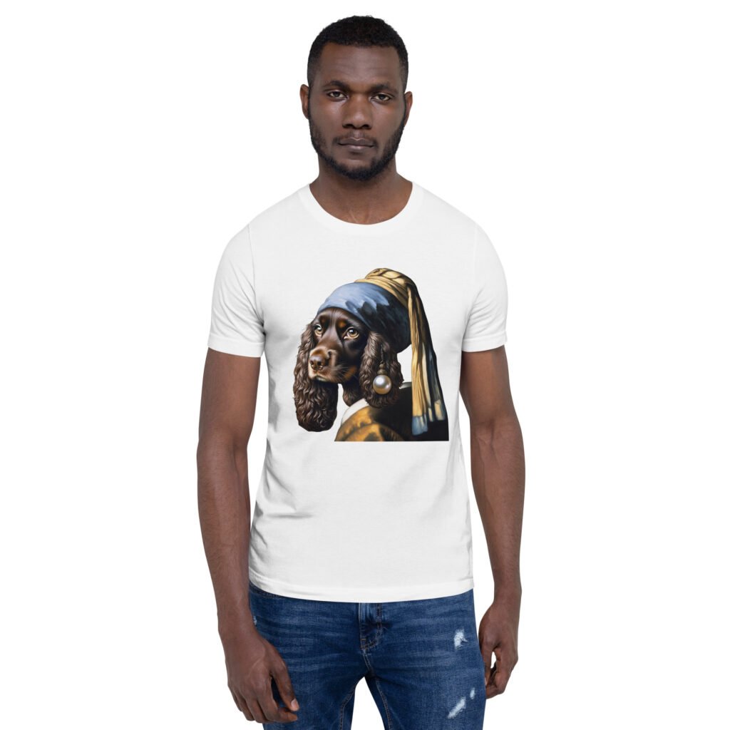 Liver Cocker Spaniel with Pearl Earring – Unisex t-shirt