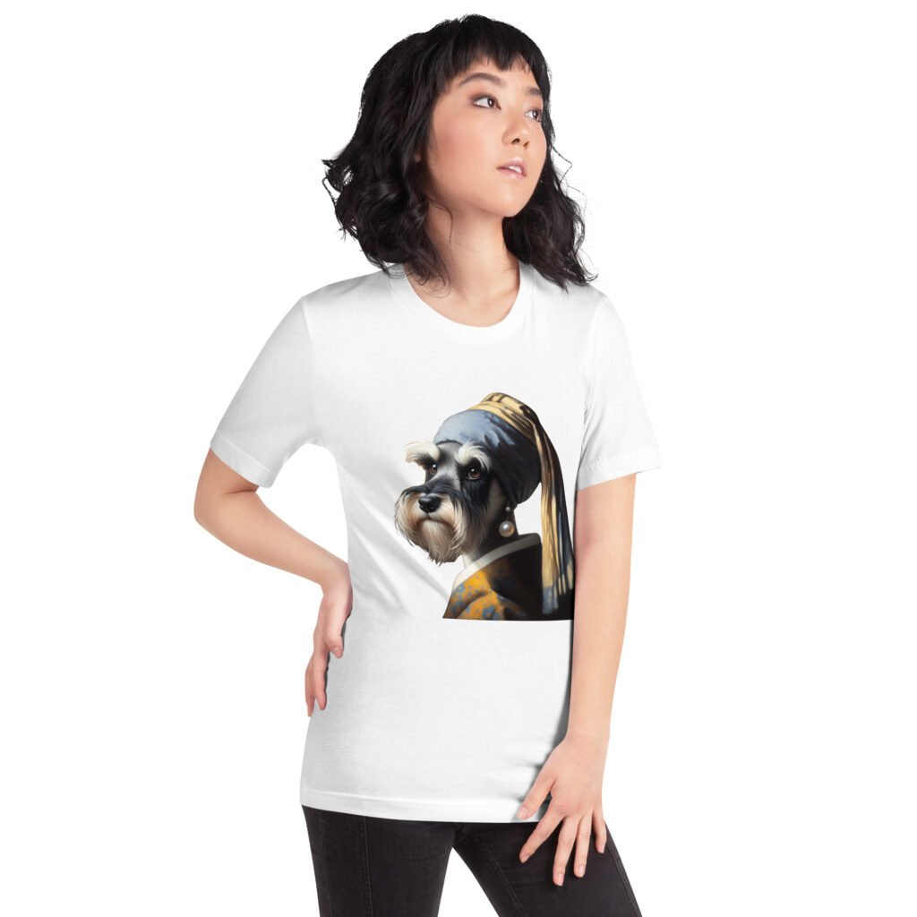 Miniature Schnauzer with Pearl Earring – Unisex T-Shirt