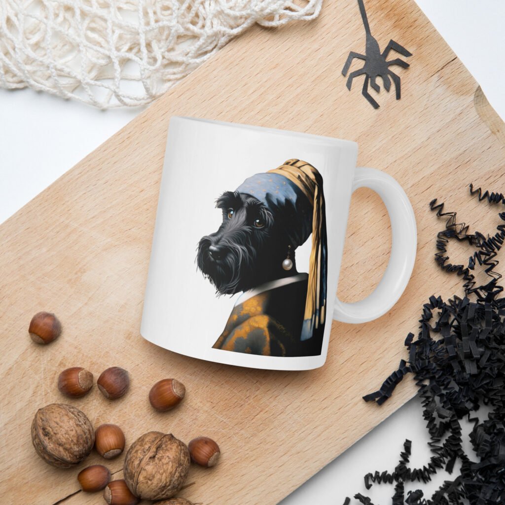 Scottish Terrier with Pearl Earring – White glossy mug